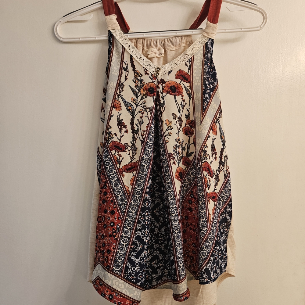 Rewind Red and Black Asymmetrical Sleeveless Tank Top